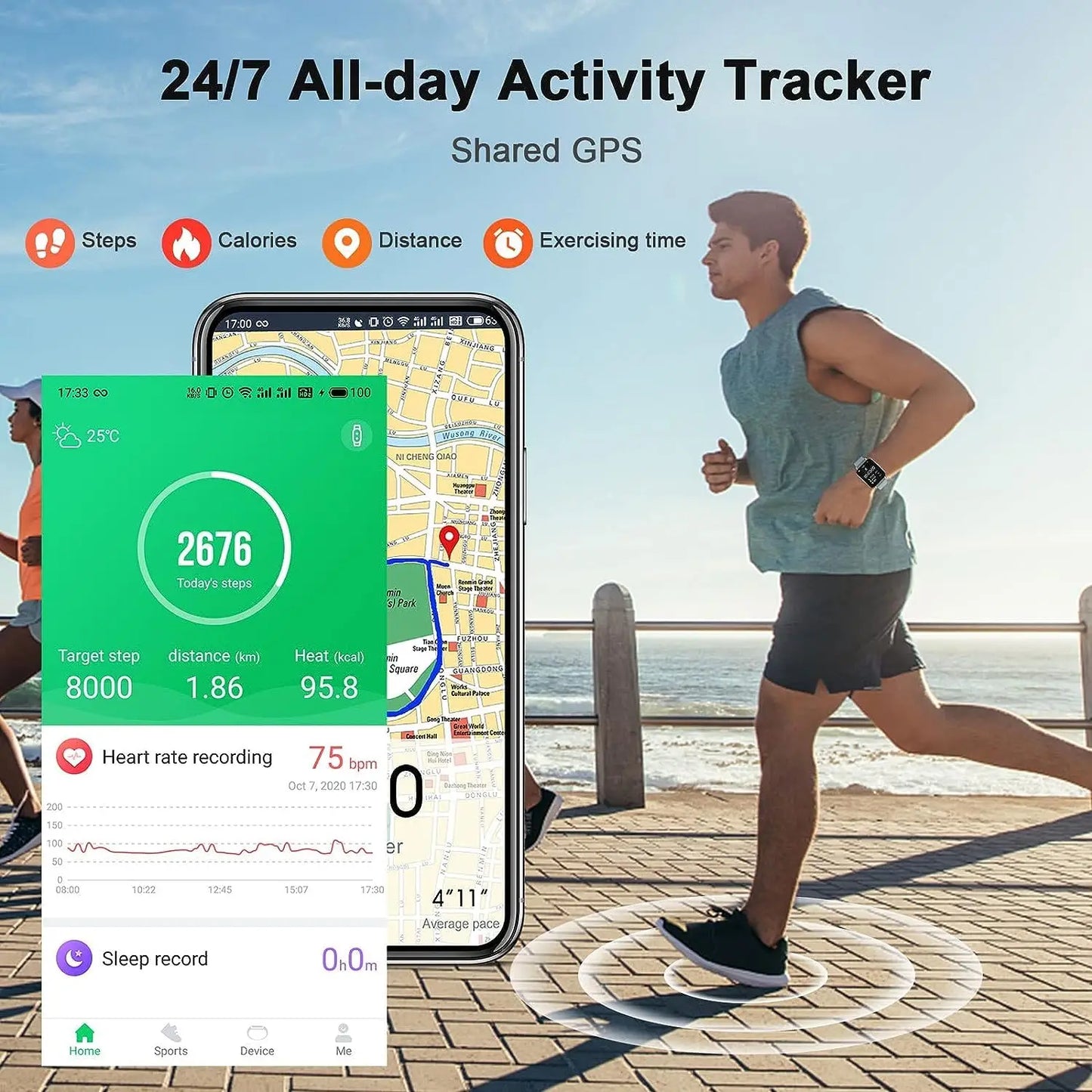 Smart Watch, Fitness Tracker 1.69" Touch Screen Smartwatch Fitness Watch Heart Rate Monitor/Pedometer/Sleep Monitor.
