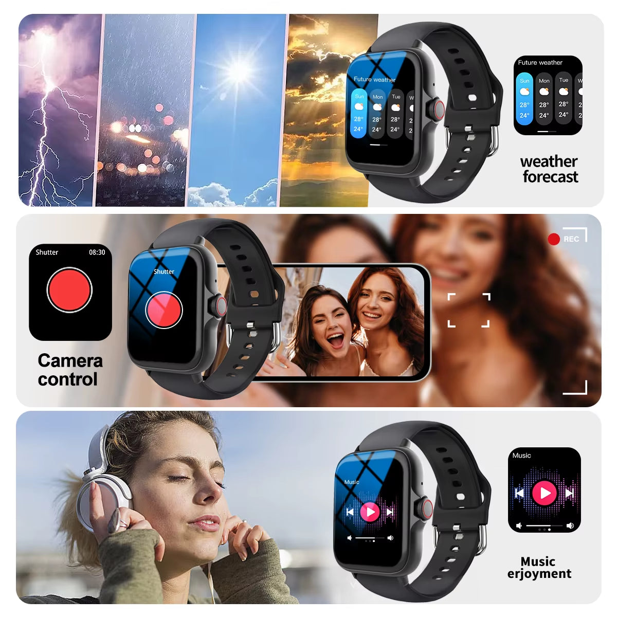 Premium Multi-Sport Smart Watch with Custom Wallpaper and Message Alerts - Ideal for Men and Women
