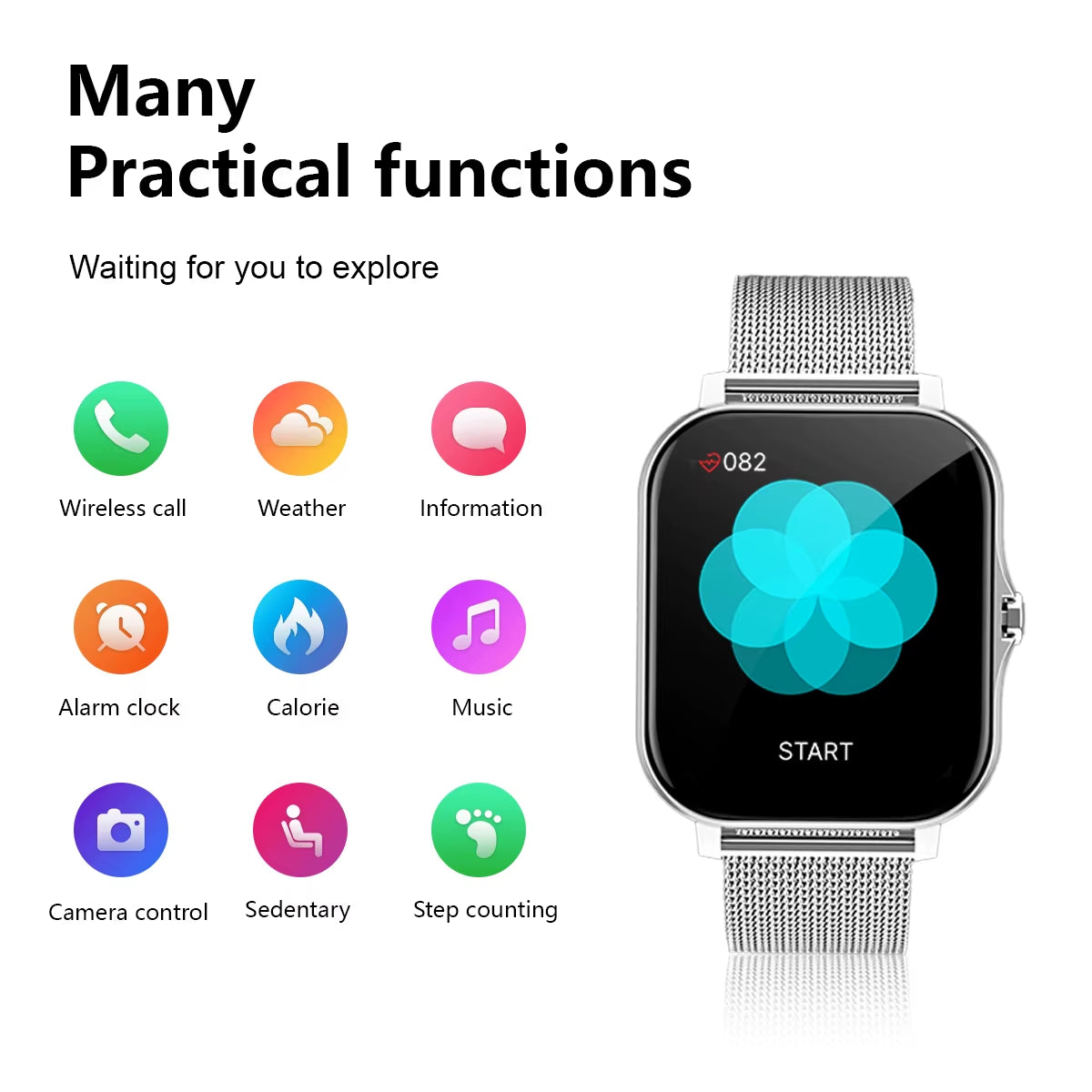Smart Watch Wireless Calling/Dial Sport Mode Calling Reminder and Rejection Fitness Monitoring for Iphone/Andriod