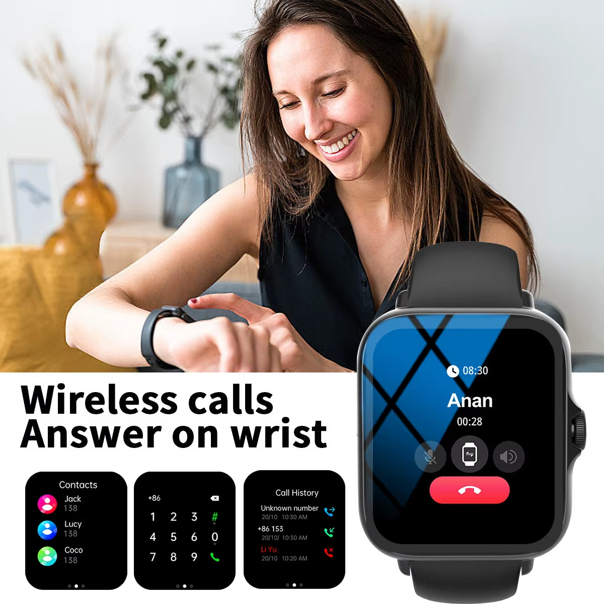 Premium Multi-Sport Smart Watch with Custom Wallpaper and Message Alerts - Ideal for Men and Women
