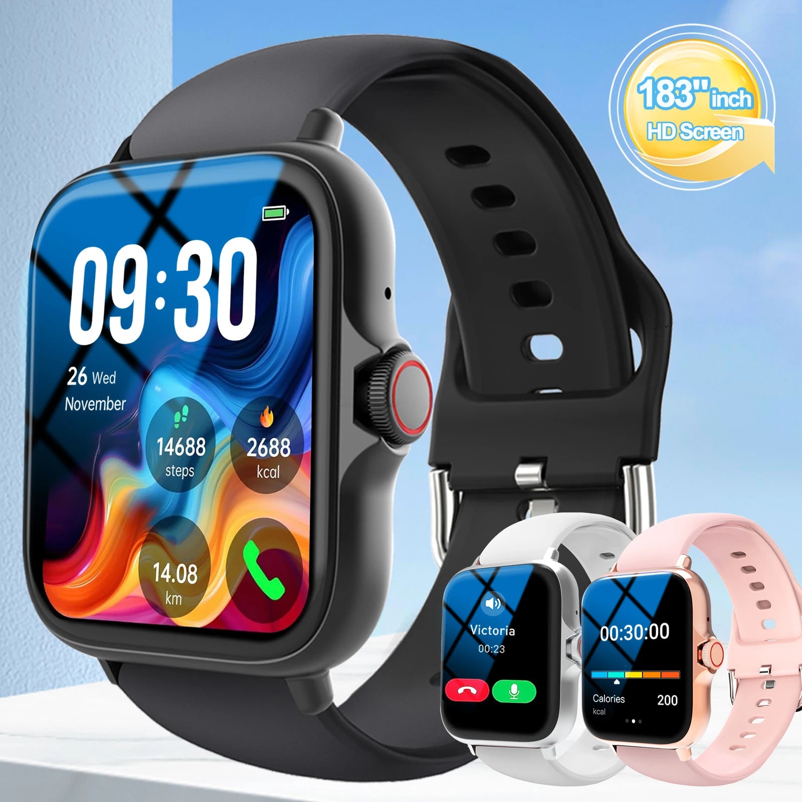 Smart Watch, Multi-Sport Mode, Message Reminder, Multiple APP Reminders, Suitable for Men and Women, Custom Wallpaper