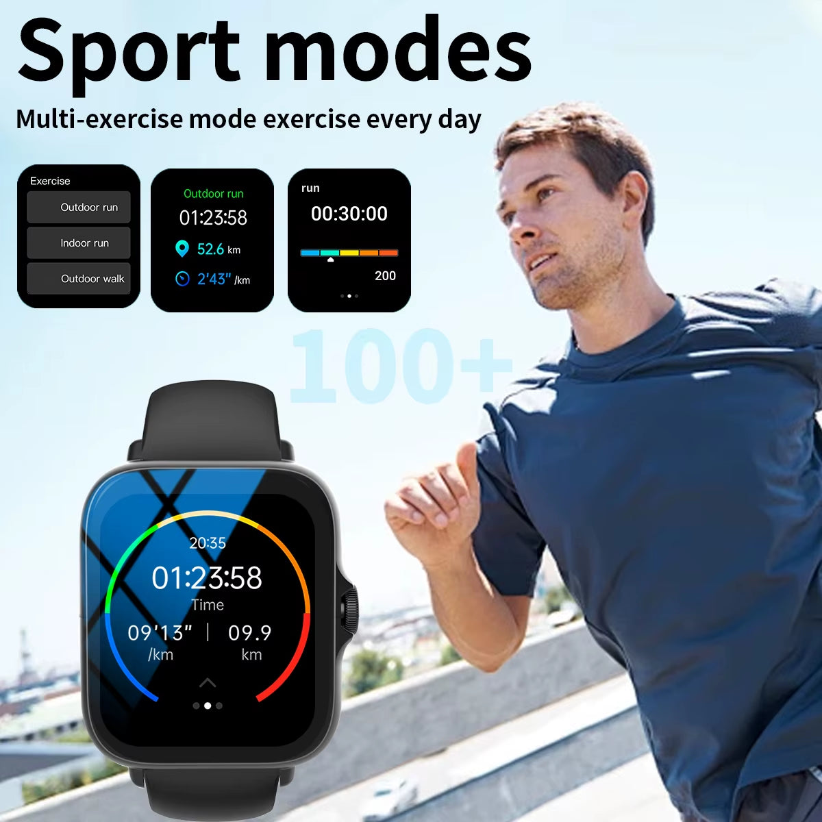 Premium Multi-Sport Smart Watch with Custom Wallpaper and Message Alerts - Ideal for Men and Women